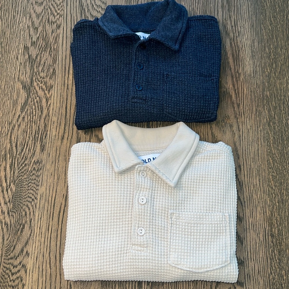 Old Navy 4T Waffle Knit Long Sleeve Shirt Bundle